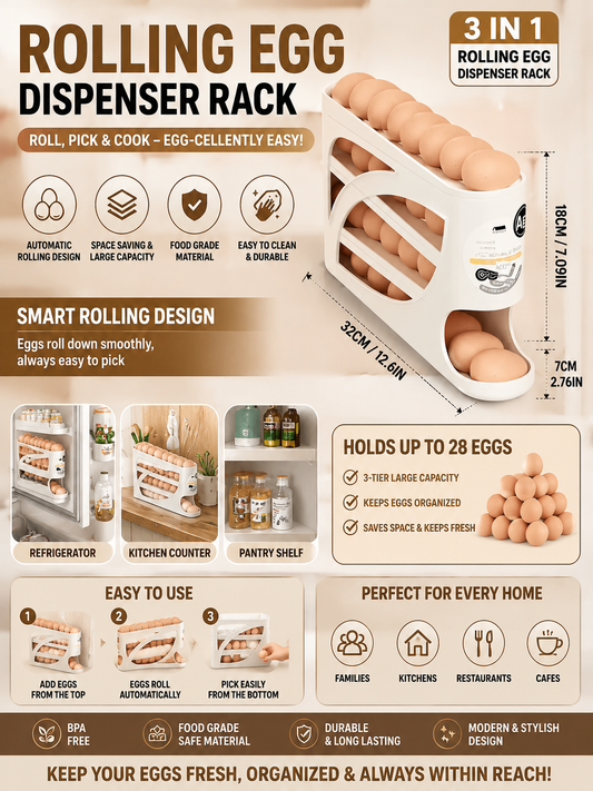 Rolling Egg Dispenser Rack